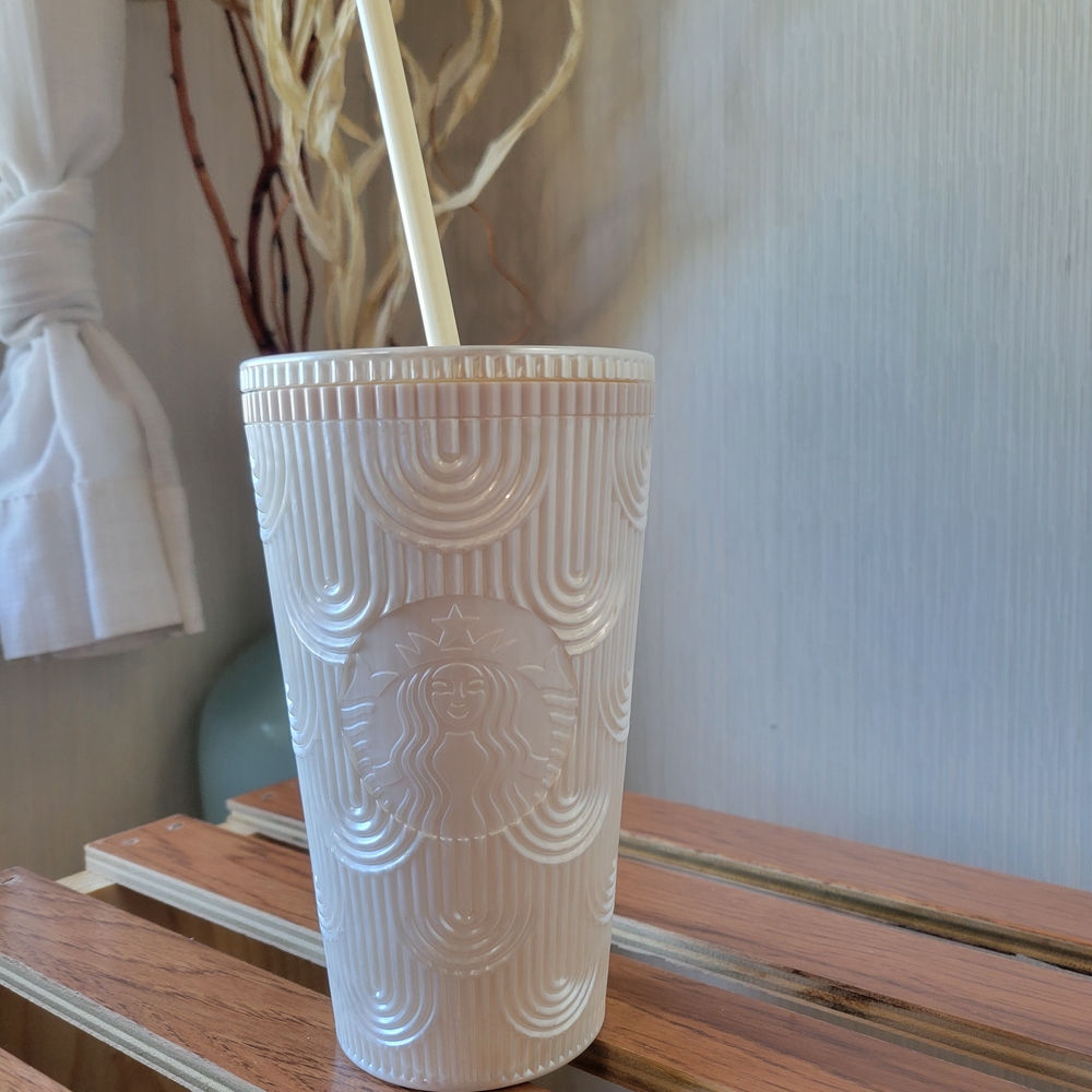 Starbucks Cream Textured Tumbler with Straw